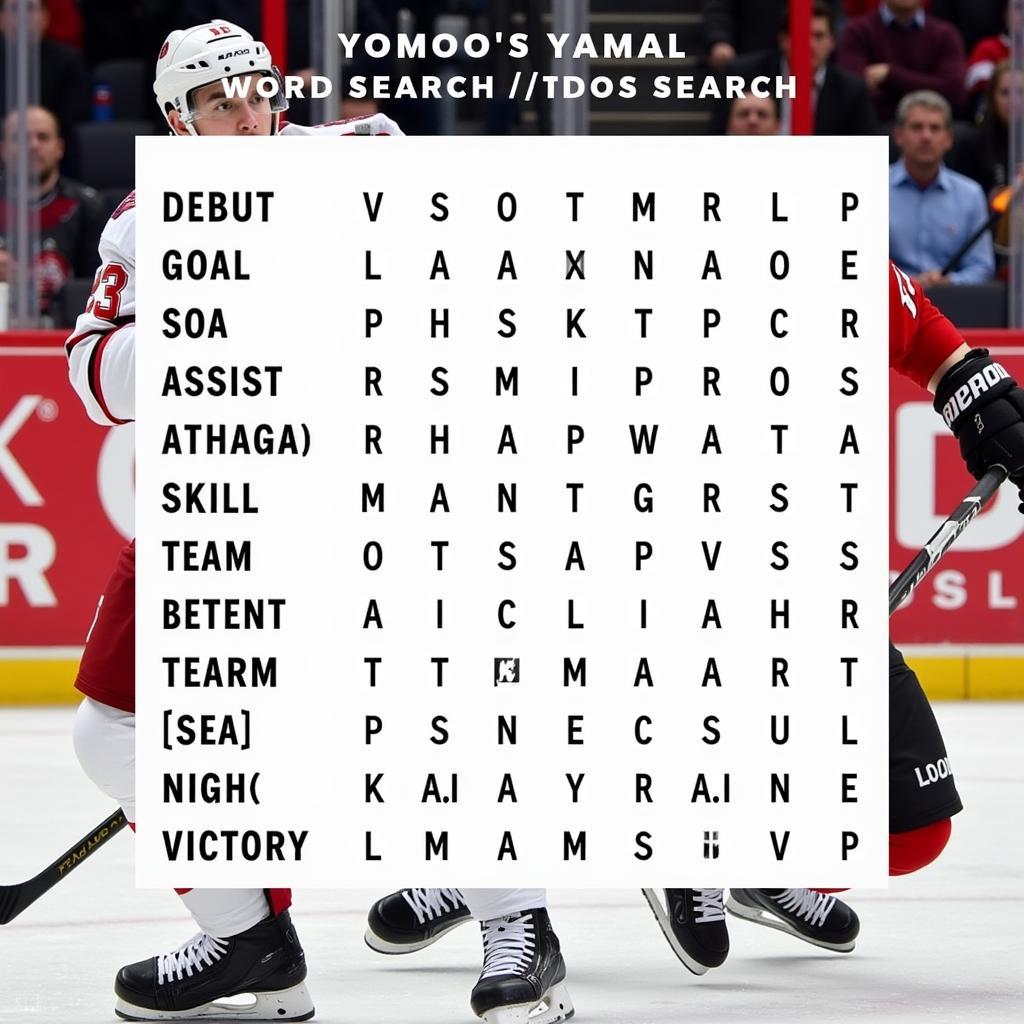 A word search puzzle dedicated to Yamal, highlighting his career achievements and skills.