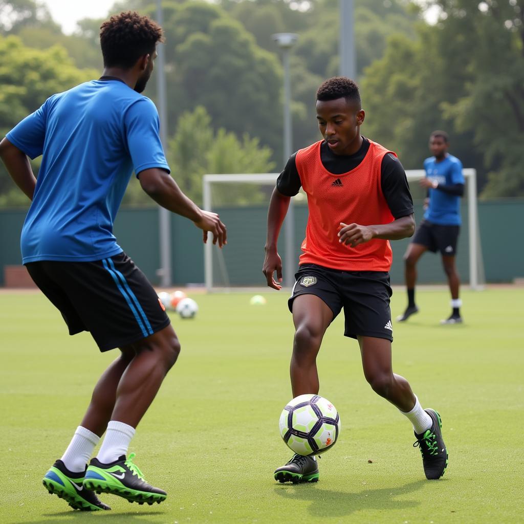 Yamal practicing dribbling drills