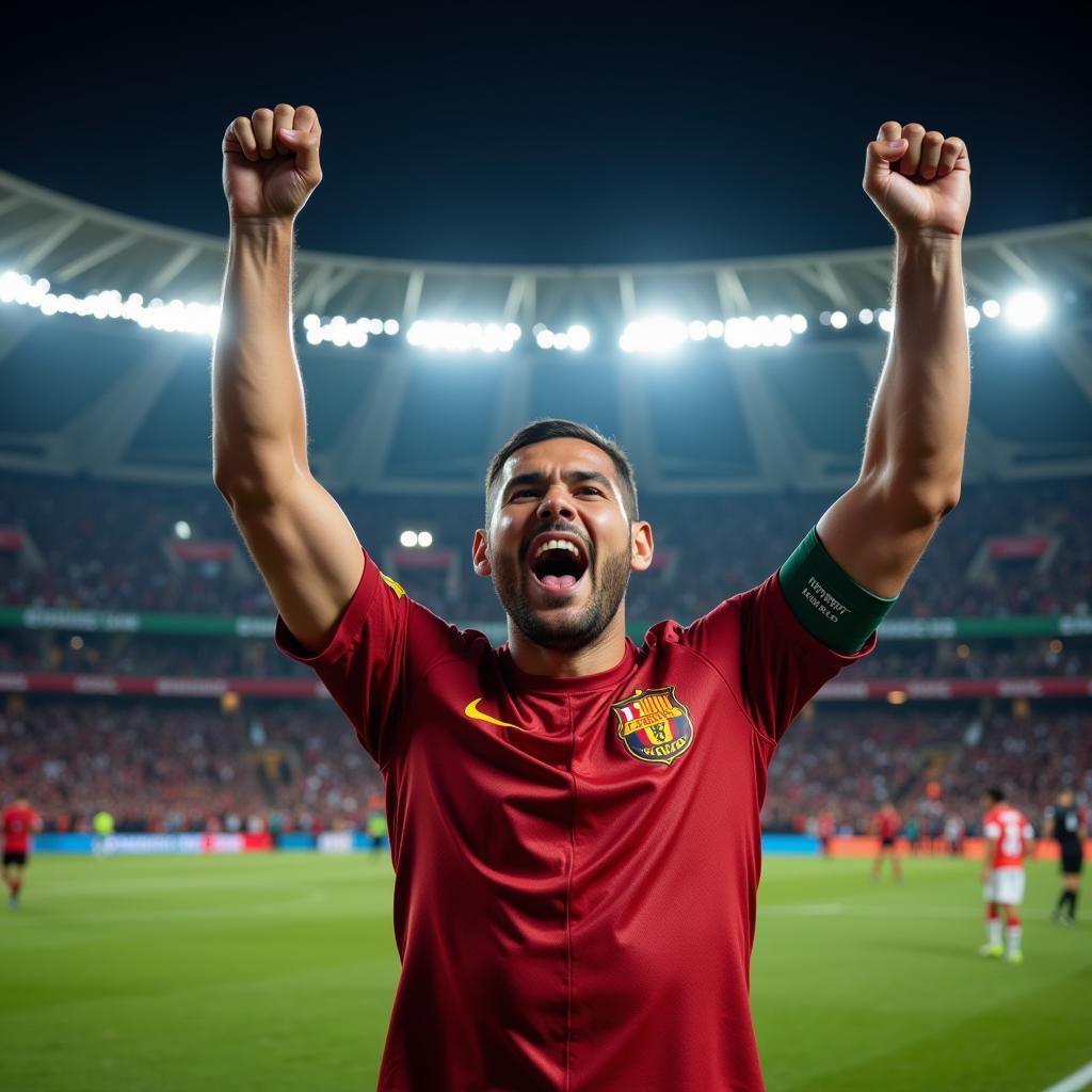 Yamal celebrating a goal after his return from injury, signifying his triumphant comeback to the football field